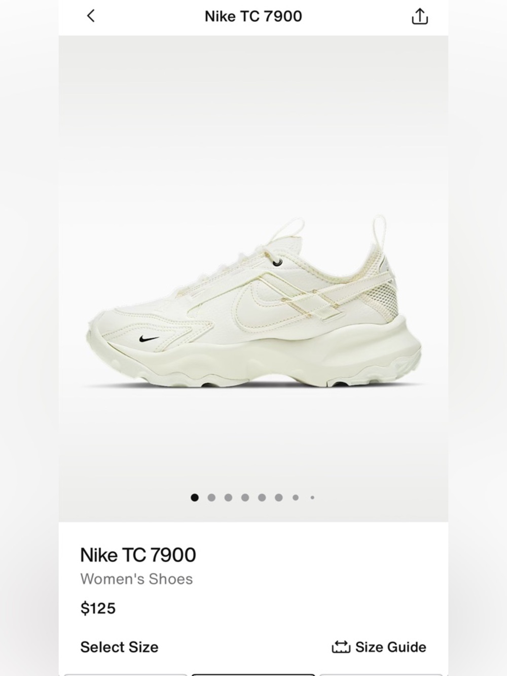 Nike TC 7900 Women's Cream/Off-White Athletic Sneakers size 9.5